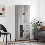 vidaXL Buffet haut Sonoma gris 69 5x34x180 cm Bois d'ingénierie