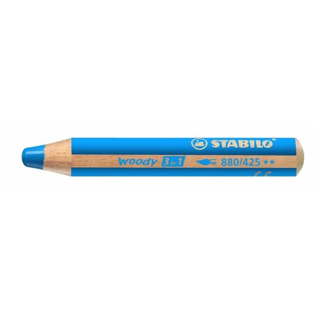 Crayon woody 3 en 1 extra large bleu cobalt moyen x 5 stabilo