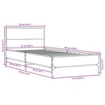 vidaXL Cadre de lit chêne sonoma 75x190 cm bois d'ingénierie et métal