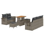 vidaXL Ensemble de Canapés 8 Pièces avec Coussins en Rotin Poly Gris