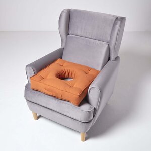 Coussin bouée en velours de coton - Orange - HOMESCAPES