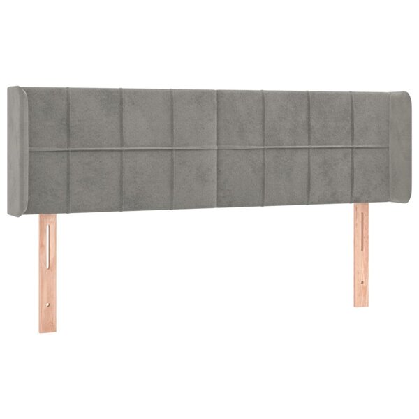 vidaXL Tête de lit avec oreilles Gris clair 147x16x78/88 cm Velours