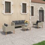 vidaXL Salon de jardin 4 Pièces avec coussins Résine tressée Beige