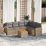 vidaXL Salon de jardin avec coussins 7Pièces mélange beige résine tressée