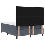 Lit box spring vidaXL avec matelas et LED Gris foncé 140x200 cm Velours