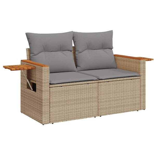 vidaXL Salon de jardin avec coussins 7 Pièces beige résine tressée