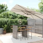 vidaXL Ensemble de bar jardin 5 Pièces gris poly rotin/bois massif acacia