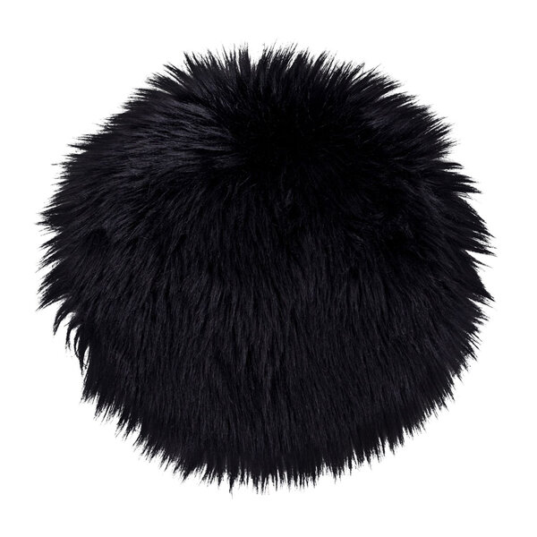 Coussin de siège rond en peau d'agneau artificielle noire Ø 35 cm