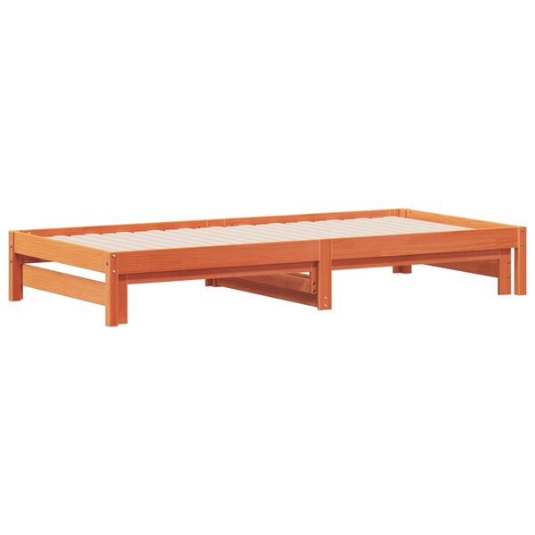 vidaXL Lit de jour avec lit gigogne cire marron 90x190 cm pin massif