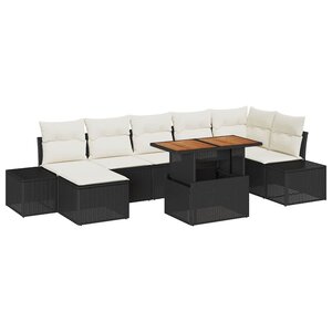 vidaXL Ensemble de canapé de jardin 8 Pièces Noir Poly rotin