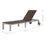 vidaXL Chaise longue avec roues Résine tressée Marron