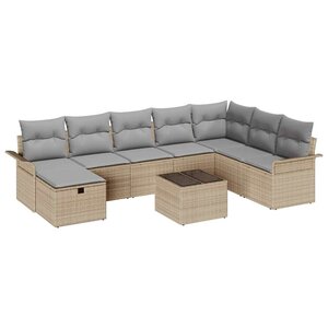 vidaXL Ensemble de canapé de jardin 9 Pièces Beige et Gris clair