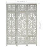 vidaXL Cloison de séparation 3 panneaux Gris 120x165 cm Bois manguier