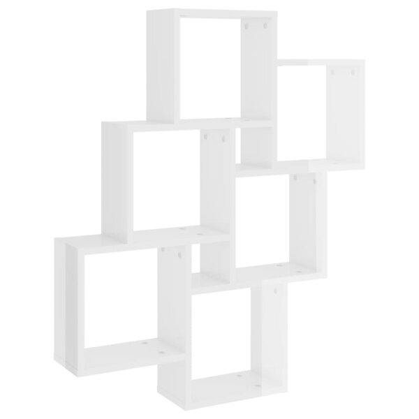vidaXL Étagère murale cube Blanc brillant 78x15x93cm Bois d’ingénierie