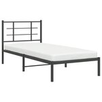 vidaXL Cadre de lit métal avec tête de lit noir 90x190 cm