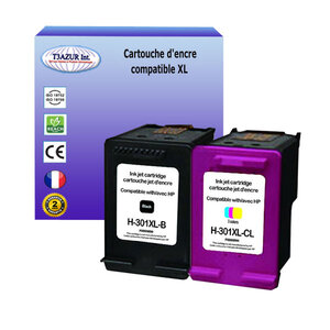 T3azur - 1+1 cartouches d'encre compatibles remplace hp 301 301xl noir+couleur pour hp deskjet 3050a  3050se  3050ve  3052  3052a