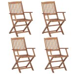 vidaXL Chaises pliables de jardin lot de 4 avec coussins Bois d'acacia