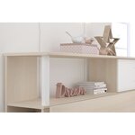 Ensemble lit + tête de lit avec rangement - acacia clair et blanc