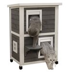 Kerbl Maison d'extérieur pour chats Family 57x55x80 cm Gris et blanc