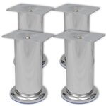 4 pieds ronds de canapé en Nickel brossé 120 mm