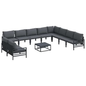 vidaXL Ensemble de canapé de jardin avec coussin 11 Pièces Noir Acier