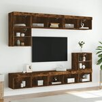 vidaXL Meuble TV avec lumières LED chêne fumé 80x30x30 cm