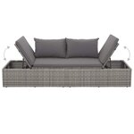 vidaXL Lit de jardin Gris 195x60 cm Résine tressée