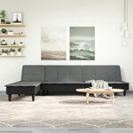 vidaXL Canapé-lit en forme de L gris foncé 255x140x70 cm tissu