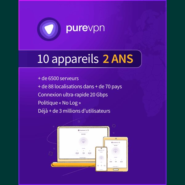 PureVPN - 10 appareils - Abonnement 2 ans