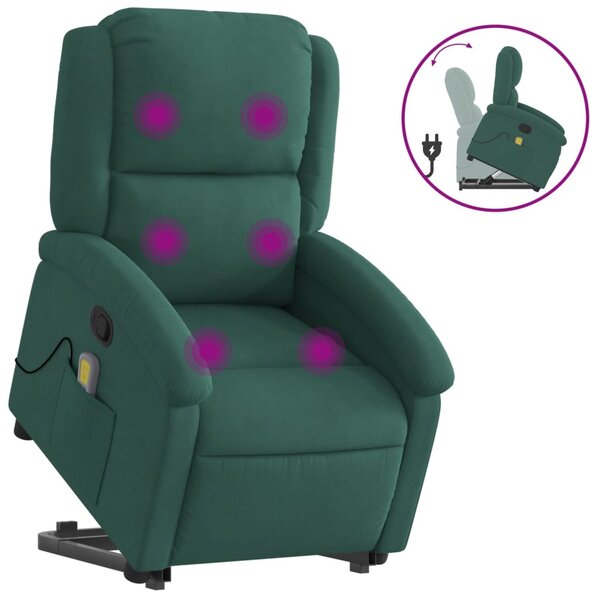 vidaXL Fauteuil de massage inclinable Vert foncé Velours