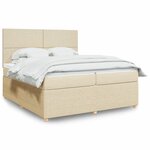 vidaXL Sommier à lattes de lit avec matelas Crème 200x200 cm Tissu