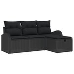 vidaXL Ensemble de Canapé de Jardin en quatre pièces avec coussins Noir Poly Rattan
