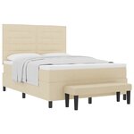 vidaXL Lit à Ressorts avec Matelas & Banc Crème 140x200 cm Tissu