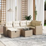 vidaXL Salon de jardin avec coussins 7 Pièces beige résine tressée