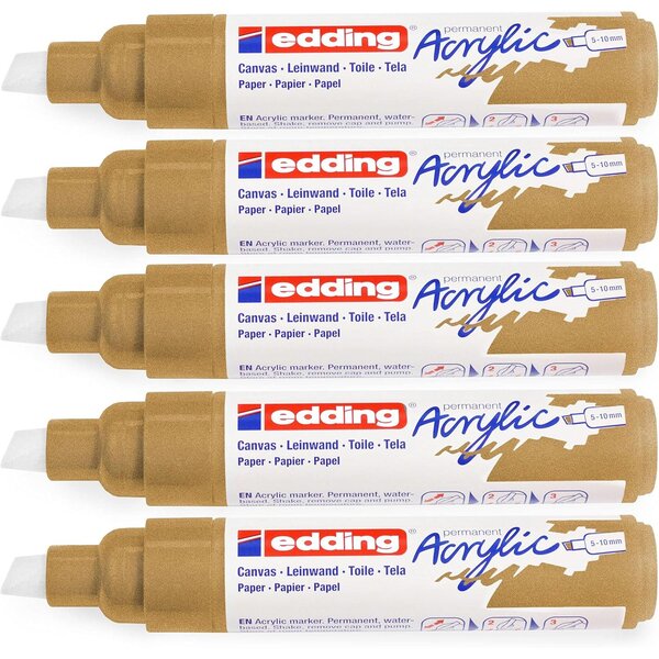 Marqueur acrylique large 5000 Or précieux 5-10 mm x 5 EDDING
