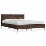 vidaXL Cadre de lit chêne marron 140x200 cm bois d'ingénierie et métal