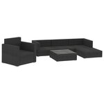vidaXL Salon de jardin 6 Pièces avec coussins Résine tressée Noir