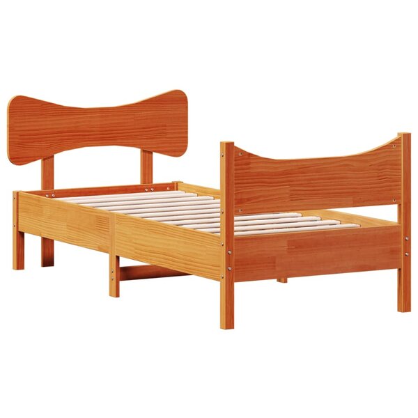 vidaXL Cadre de lit sans matelas cire marron 75x190 cm bois pin massif