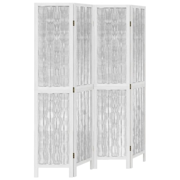 vidaXL Cloison de séparation 4 panneaux blanc bois de paulownia massif
