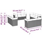 vidaXL Salon de jardin avec coussins 12 Pièces gris clair résine tressée