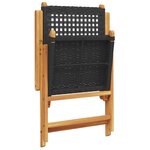vidaXL Chaises inclinables de jardin lot de 4 noir rotin bois massif