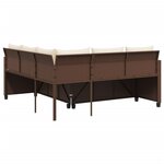 vidaXL Canapé de jardin avec table et coussins en forme de L marron