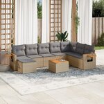 vidaXL Salon de jardin avec coussins 9 Pièces beige résine tressée