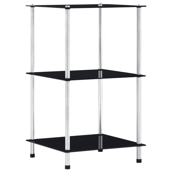 vidaXL Étagère 3 niveaux Noir 40x40x67 cm Verre trempé