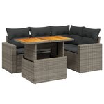 vidaXL Salon de jardin 5 Pièces avec coussins gris résine tressée