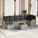 Ensemble de canapé jardin 8 pièces vidaXL avec coussins gris clair en poly rotin