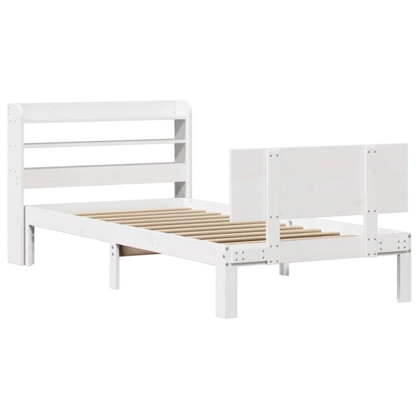vidaXL Cadre de lit et tête de lit blanc 100x200 cm bois de pin massif
