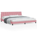 vidaXL Cadre de lit avec tête de lit Rose 200x200 cm Velours