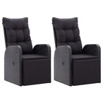 vidaXL Chaises de jardin inclinables coussins lot de 2 Résine tressée