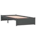 vidaXL Cadre de lit Gris Bois massif 75x190 cm Petit simple